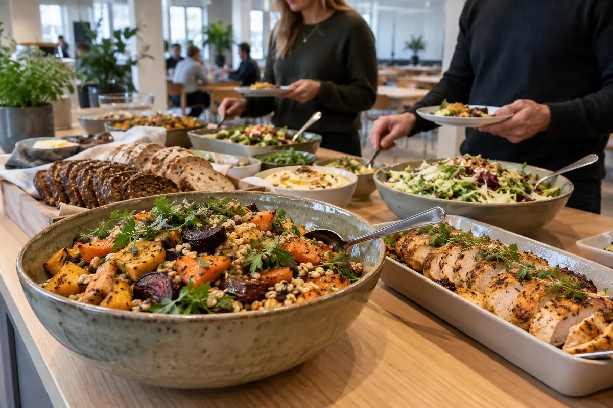 Nordisk frokostbuffet i kontorkantinen